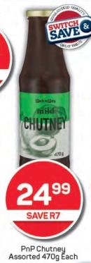 PnP Chutney Assorted 470g Each