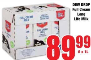 DEW DROP Full Cream Long Life Milk 1L