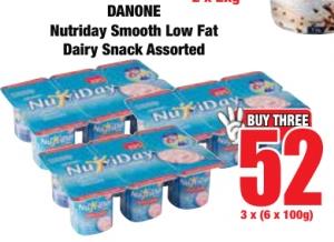 DANONE Nutriday Smooth Low Fat Dairy Snack Assorted 3x(6x100g)