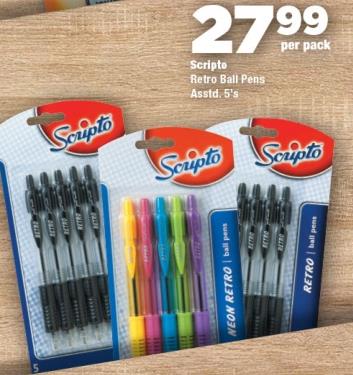 Scripto Retro Ball Pens Assorted 5's