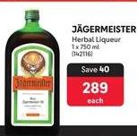 Jägermeister Herbal Liqueur 1 x 750 ml