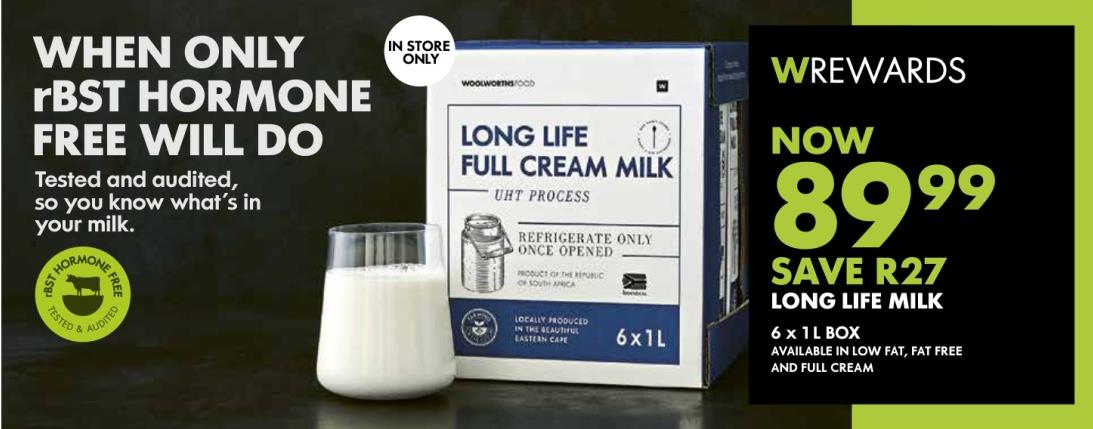 Long Life Full Cream Milk 6x1L