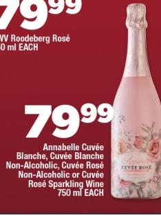 Annabelle Cuvee Blanche, Cuvee Blanche Non Alcoholic, Cuvee Rose Non Alcoholic Or Cuvee Rose Sparkling Wine 750ml Each