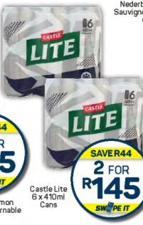 Castle Lite 6 x 410 ml Cans