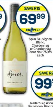 Spier Sauvignon Blanc, Chardonnay or Chardonnay Pinot Noir 750 ml Each