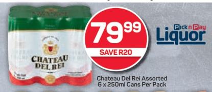 Chateau Del Rei Assorted 6 x 250 ml Cans Per Pack