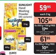 Sunlight Hand Washing Powder All Variants 6x500g+100 gm Free