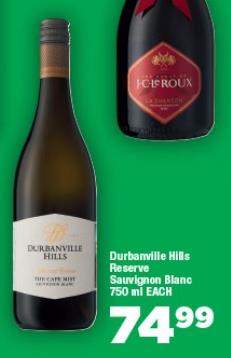 Durbanville Hills Reserve Sauvignon Blanc 750 ml  EACH