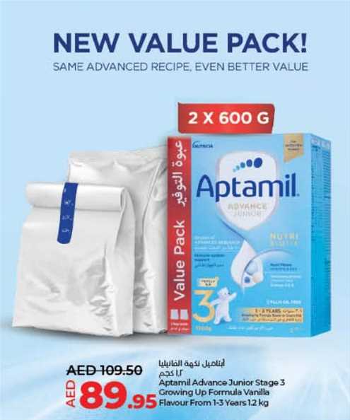 Aptamil Advance Junior Stage 3 Growing Up Formula Vanilla Flavour From 1-3 Years 1.2 kg