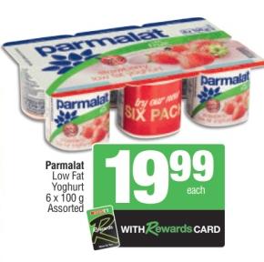 Parmalat Low Fat Yoghurt 6 x 100 g Assorted 