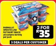 Parmalat Smooth Low Fat Dairy Snack all variants 6x100g