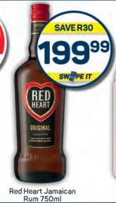 Red Heart Jamaican Rum 750 ml