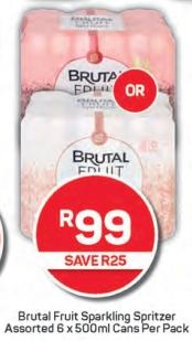 Brutal Fruit Sparkling Spritzer Assorted 6x500 ml Cans Per Pack