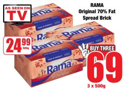 RAMA Original 70% Fat Spread Brick 3x500g