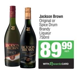 Jackson Brown Original or Spice Drum Brandy Liqueur 750 ml  