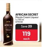 AFRICAN SECRET Marúla Cream Liqueur 1 x 750 ml