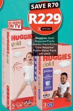 Huggies Gold Nappies/Pants Jumbo Pack/Extra Care Nappies/Pants Value Pack