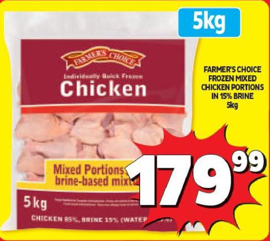 FARMER'S CHOICE FROZEN MIXED CHICKEN PORTIONS IN 15% BRINE 5 kg