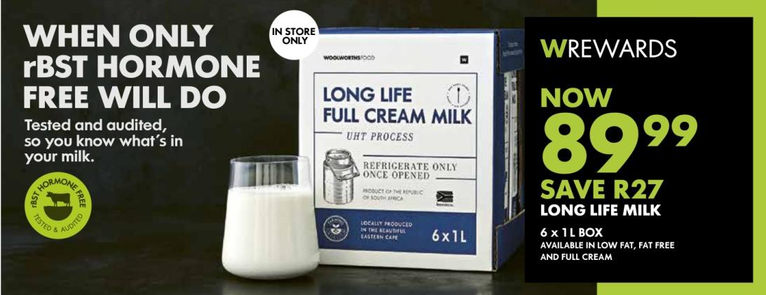 WREWARDS Long Life Full Cream Milk 6x1L Box