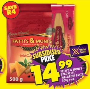 Fatti's & Moni's Spaghetti/Macaroni Pasta 500 gm each