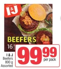 I & J Beefers 800 gm  Per pack 