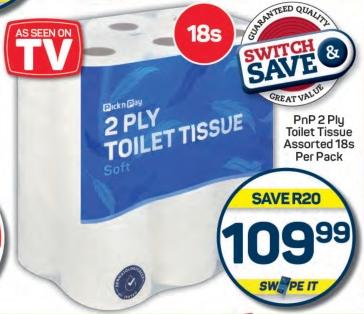 PnP 2 Ply Toilet Tissue Assorted 18s Per Pack