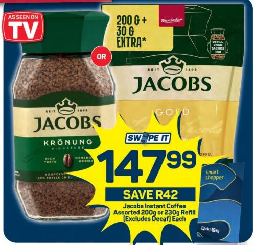 Jacobs Instant Coffee Assorted 200 gm or 230 gm Refill (Excludes Decaf) Each