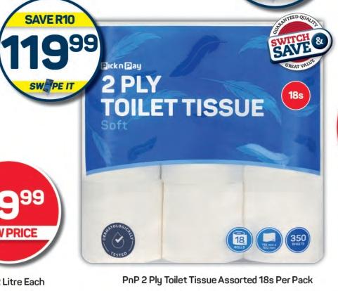 PnP 2 Ply Toilet Tissue Assorted 18s Per Pack