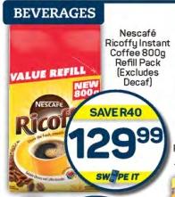 Nestle Nescafé Ricoffy Instant Coffee Refill Pack (Excludes Decaf) 800 gm