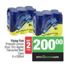 Any 2 Flying Fish Pressed Lemon (Excl. Dry Apple) Flavoured Beer Cans 6 x 500 ml