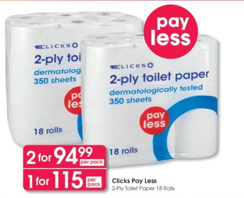 Clicks 2-Ply Toilet Paper 18 Rolls