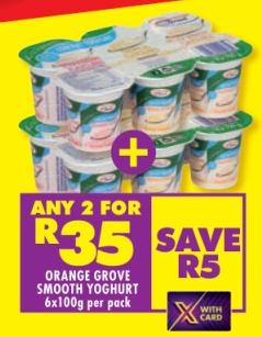 Orange Grove Smooth Yoghurt 6x100 gm per pack Any 2