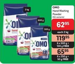 Omo Hand Washing Powder 6x500g + 100g Free