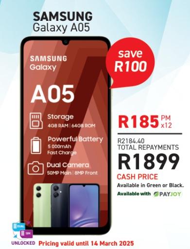 Samsung Galaxy A05, 4GB RAM, 64GB ROM, 5000mAh Battery, Dual Camera (50MP Main, 8MP Front)