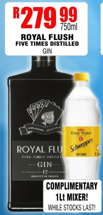 ROYAL FLUSH FIVE TIMES DISTILLED GIN 750 ml