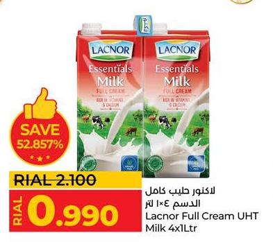 Lacnor Full Cream UHT Milk 4x1 ltr