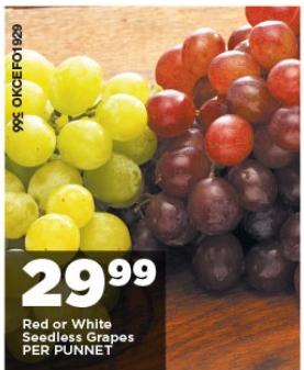 Red or White Seedless Grapes PER PUNNET