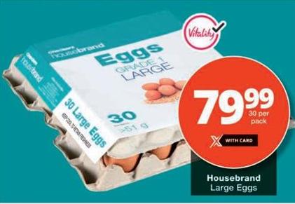 Checkers Housebrand Large Eggs 30 pack