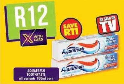 Aquafresh Toothpaste all variants 100 ml