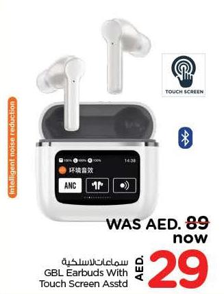 GBL Earbuds With Touch Screen Asstd