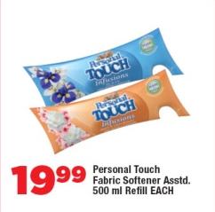 Personal Touch Fabric Softener Assorted 500 ml Refill